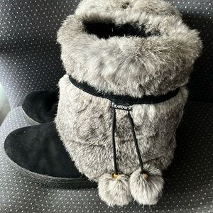 Bearpaw Tama Womens Suede and Fur Water Shedding Mid-Calf Winter Boot